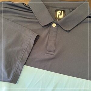 FootJoy Golf Polo Shirt Mens 2XL Two-Tone Navy Blue Light Blue‎ FJ Logo XXL